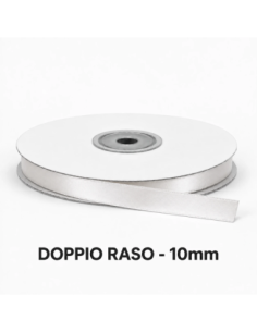 Nastro Doppio Raso 10 mm x 50 m - Bianco - bobina