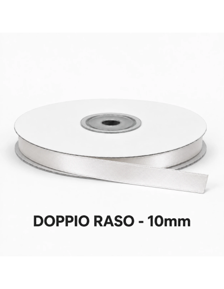 Nastro Doppio Raso 10 mm x 50 m - Bianco - bobina