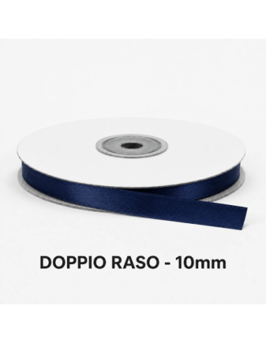 Nastro Doppio Raso 10 mm x 50 m - Blu Notte - bobina