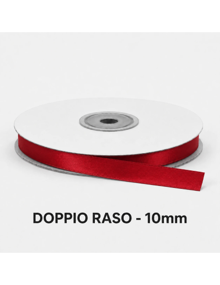 Nastro Doppio Raso 10 mm x 50 m - Bordeaux - bobina