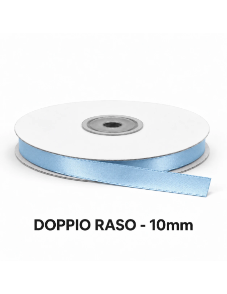 Nastro Doppio Raso 10 mm x 50 m - Celeste - bobina