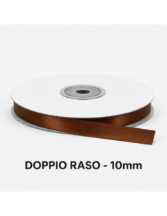 Nastro Doppio Raso 10 mm x 50 m - Cioccolato - bobina
