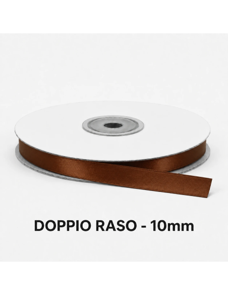 Nastro Doppio Raso 10 mm x 50 m - Cioccolato - bobina