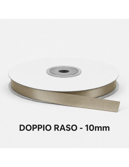 Nastro Doppio Raso 10 mm x 50 m - Fango - bobina