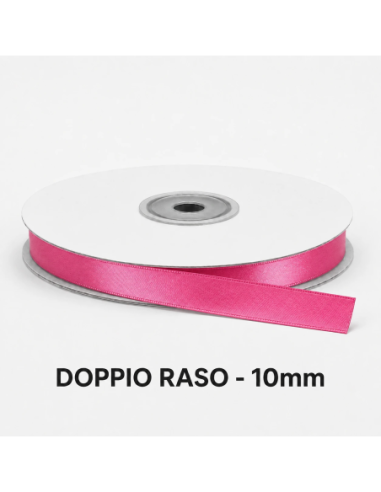 Nastro Doppio Raso 10 mm x 50 m - Fucsia - bobina