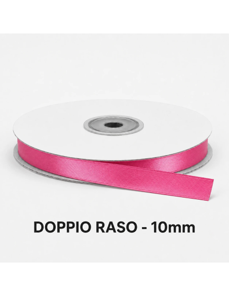 Nastro Doppio Raso 10 mm x 50 m - Fucsia - bobina