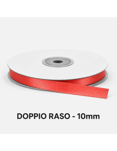 Nastro Doppio Raso 10 mm x 50 m - Geranio - bobina
