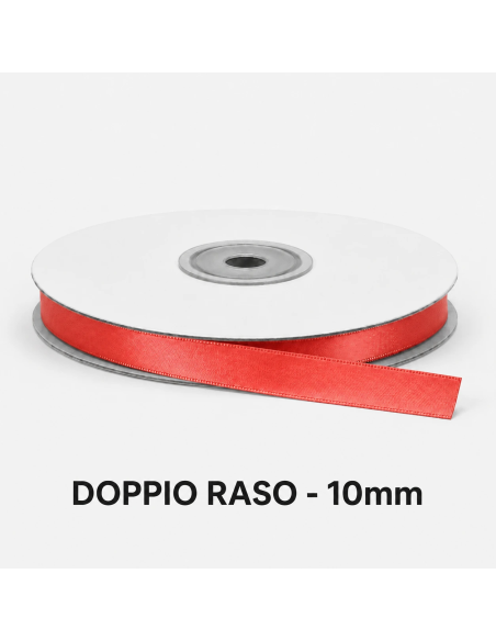 Nastro Doppio Raso 10 mm x 50 m - Geranio - bobina
