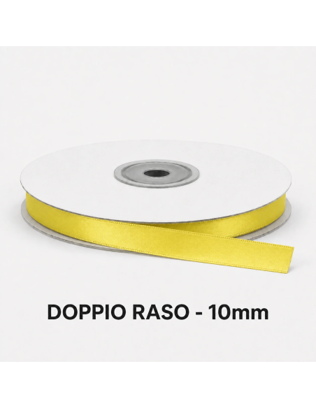 Nastro Doppio Raso 10 mm x 50 m - Giallo - bobina
