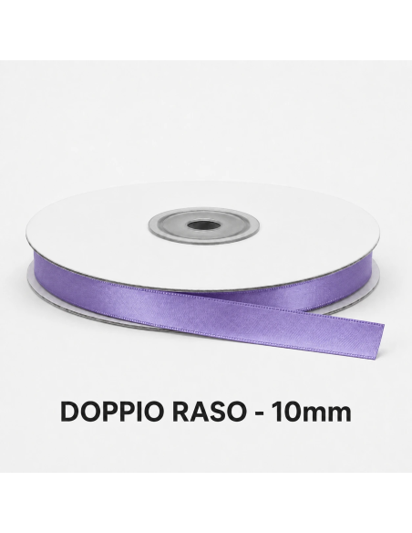 Nastro Doppio Raso 10 mm x 50 m - Lilla - bobina