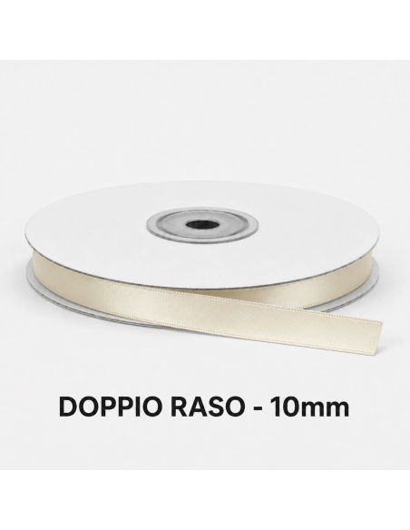 Nastro Doppio Raso 10 mm x 50 m - Naturale - bobina