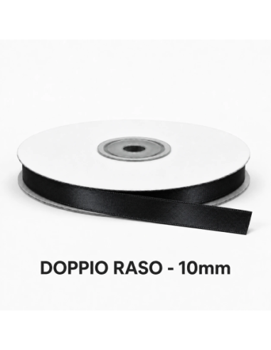 Nastro Doppio Raso 10 mm x 50 m - Nero - bobina