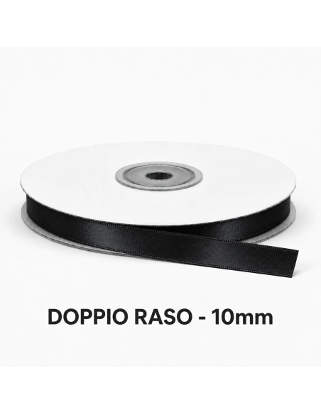 Nastro Doppio Raso 10 mm x 50 m - Nero - bobina