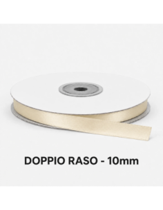 Nastro Doppio Raso 10 mm x 50 m - Panna - bobina
