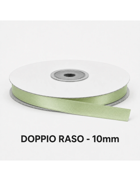 Nastro Doppio Raso 10 mm x 50 m - Pistacchio - bobina