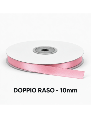 Nastro Doppio Raso 10 mm x 50 m - Rosa - bobina