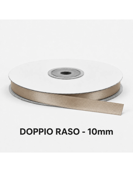 Nastro Doppio Raso 10 mm x 50 m - Vaniglia - bobina