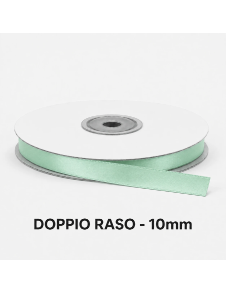 Nastro Doppio Raso 10 mm x 50 m - Verde Acqua - bobina