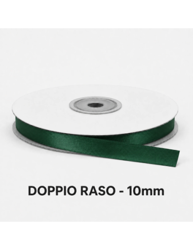 Nastro Doppio Raso 10 mm x 50 m - Verde Bottiglia - bobina