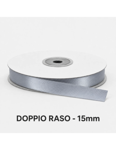 Nastro Doppio Raso 16 mm x 50 m - Argento - bobina