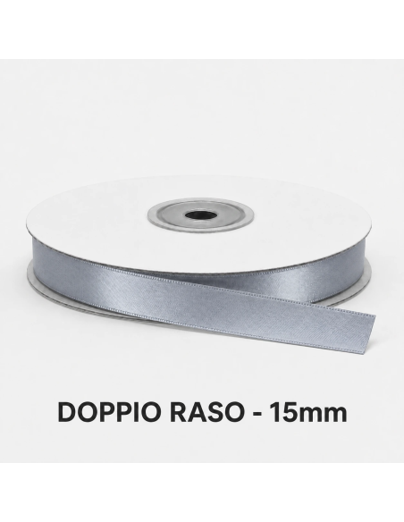 Nastro Doppio Raso 16 mm x 50 m - Argento - bobina