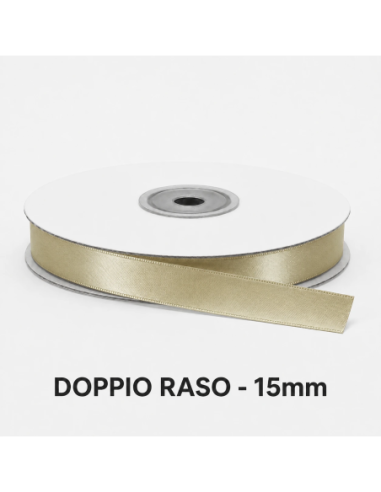 Nastro Doppio Raso 16 mm x 50 m - Beige - bobina