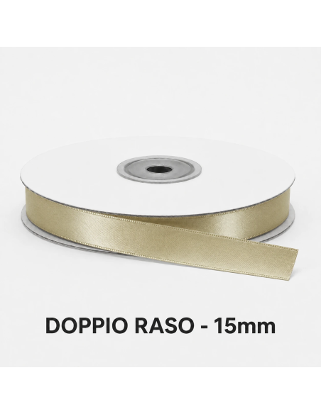 Nastro Doppio Raso 16 mm x 50 m - Beige - bobina