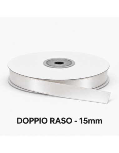 Nastro Doppio Raso 16 mm x 50 m - Bianco - bobina