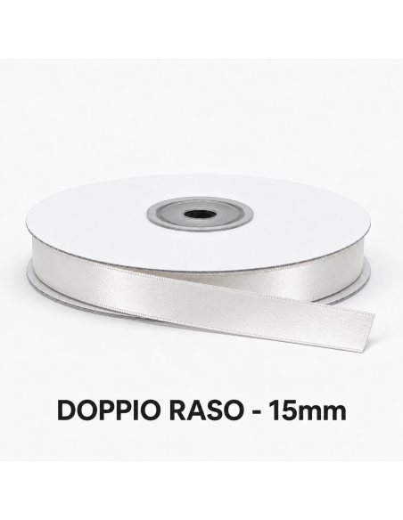 Nastro Doppio Raso 16 mm x 50 m - Bianco - bobina