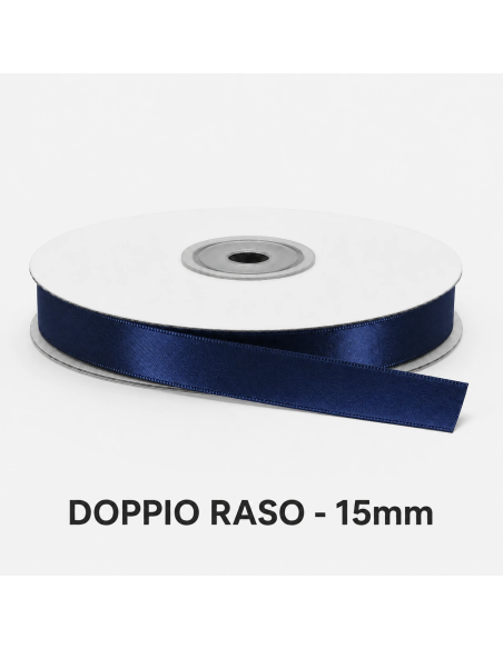 Nastro Doppio Raso 16 mm x 50 m - Blu Notte - bobina