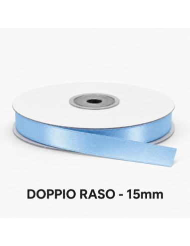 Nastro Doppio Raso 16 mm x 50 m - Celeste - bobina