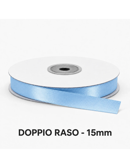 Nastro Doppio Raso 16 mm x 50 m - Celeste - bobina
