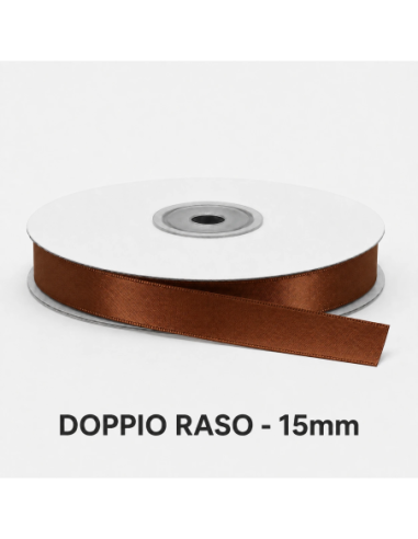 Nastro Doppio Raso 16 mm x 50 m - Cioccolato - bobina