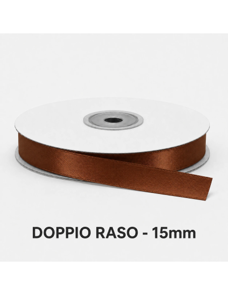 Nastro Doppio Raso 16 mm x 50 m - Cioccolato - bobina