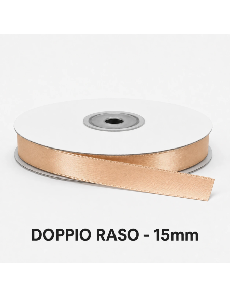 Nastro Doppio Raso 16 mm x 50 m - Cipria - bobina