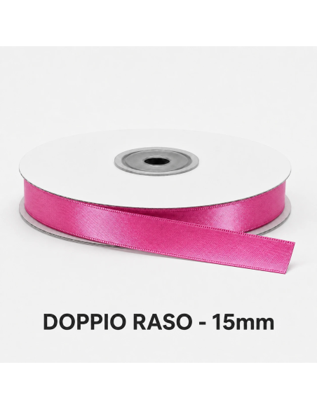 Nastro Doppio Raso 16 mm x 50 m - Fucsia - bobina