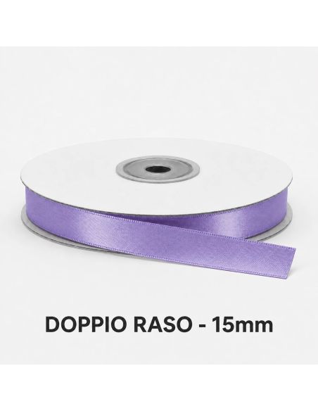 Nastro Doppio Raso 16 mm x 50 m - Lilla - bobina
