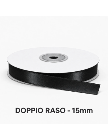 Nastro Doppio Raso 16 mm x 50 m - Nero - bobina