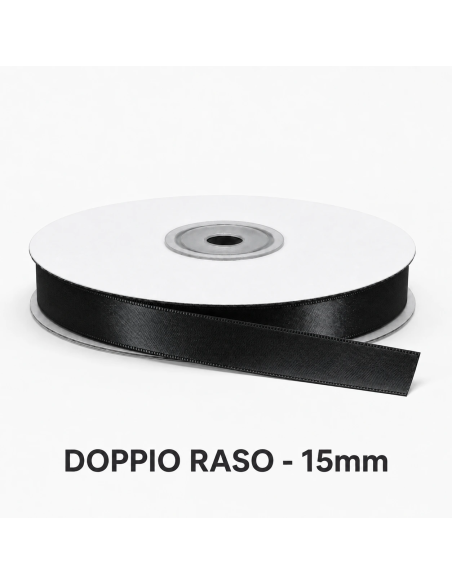 Nastro Doppio Raso 16 mm x 50 m - Nero - bobina