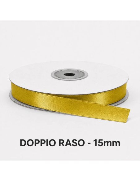Nastro Doppio Raso 16 mm x 50 m - Oro - bobina