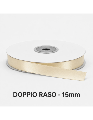 Nastro Doppio Raso 16 mm x 50 m - Panna - bobina