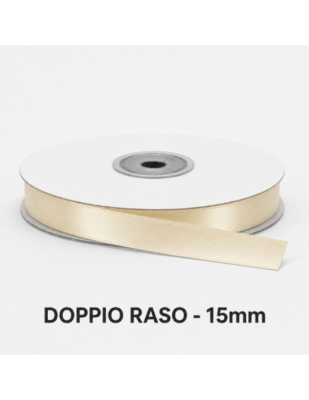 Nastro Doppio Raso 16 mm x 50 m - Panna - bobina