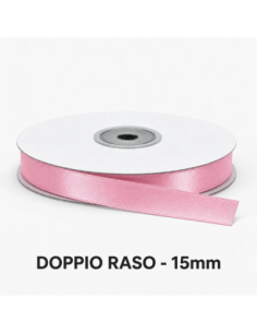 Nastro Doppio Raso 16 mm x 50 m - Rosa - bobina