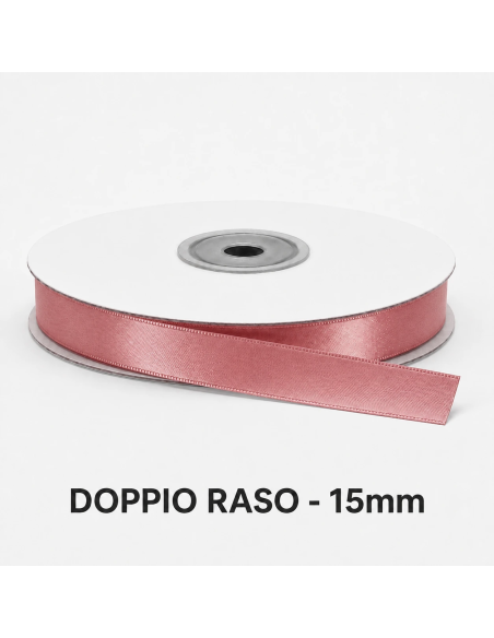 Nastro Doppio Raso 16 mm x 50 m - Rosa Antico - bobina