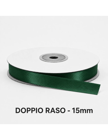 Nastro Doppio Raso 16 mm x 50 m - Verde Bottiglia - bobina