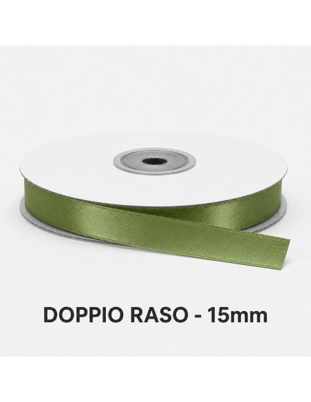 Nastro Doppio Raso 16 mm x 50 m - Verde - bobina
