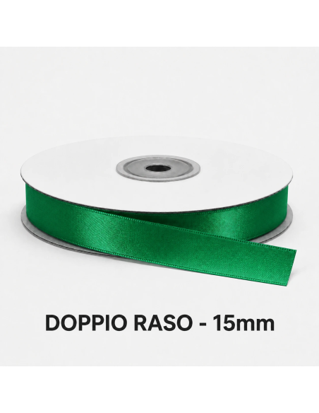 Nastro Doppio Raso 16 mm x 50 m - Verde Smeraldo - bobina