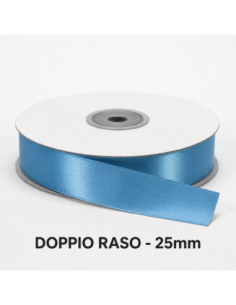 Nastro Doppio Raso 25 mm x 50 m - Avion Blue - bobina