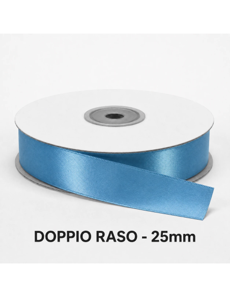 Nastro Doppio Raso 25 mm x 50 m - Avion Blue - bobina