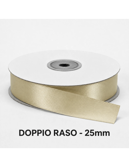 Nastro Doppio Raso 25 mm x 50 m - Beige - bobina